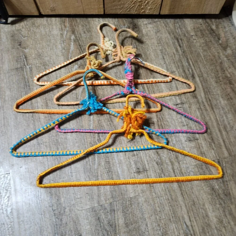 Six Yarn covered double wired hangers for durabilty